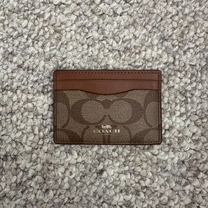 Coach Signature Brown and Tan Card Case